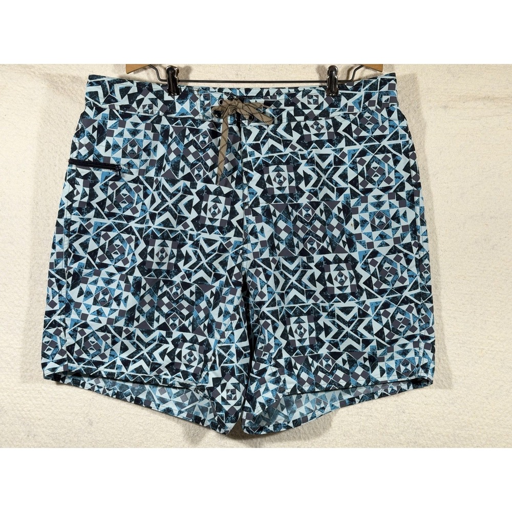 Patagonia Board Shorts Mens 38 Blue Nylon Geometric Surf Beach Gorpcore Coastal